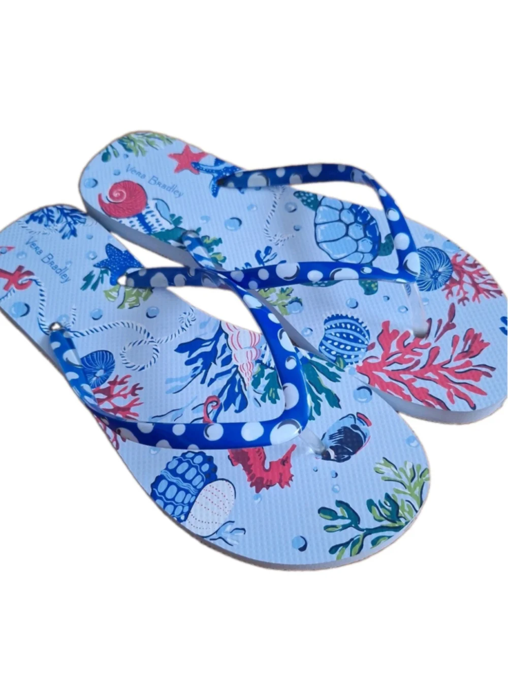 Vera Bradley Womens L Flip Flops Anchors Aweigh Large 9-10 NWOT Beach Sandals